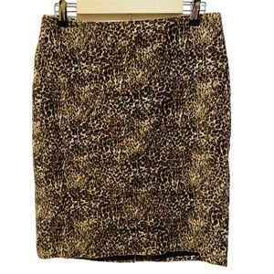 Talbots Fuzzy velvet leopard animal print pencil skirt